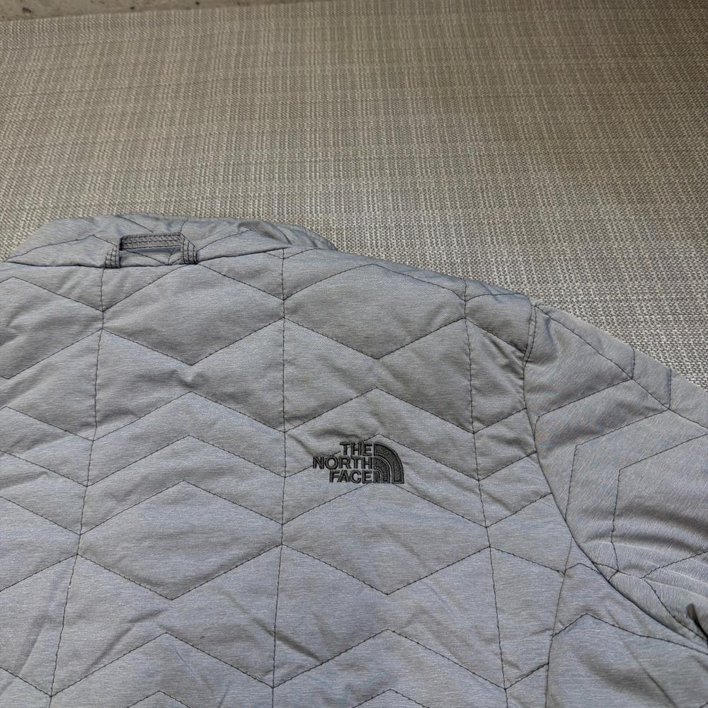 North Face Grey Quilted Jacket Womens XL Full Zip Lightweight * - Picture 5 of 11